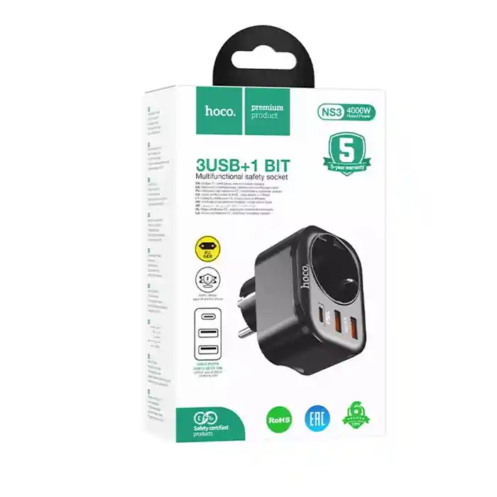 Hoco NS3 Multifunctional Socket 1C+2A PD 20W Ports